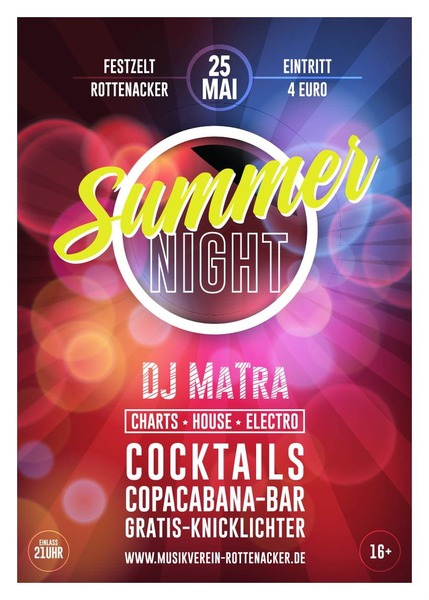 Party Flyer: SUMMER NIGHT Rottenacker am 25.05.2018 in Rottenacker