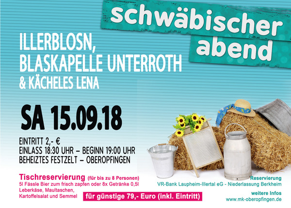 Party Flyer: sofaflucht - Schwbischer Abend am 15.09.2018 in Kirchdorf an der Iller