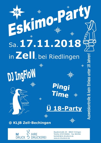 Party Flyer: Eskimo-Party am 17.11.2018 in Riedlingen