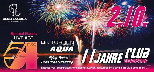 Party Flyer: 11 Jahre Club Laguna am 02.10.2018 in Potsdam