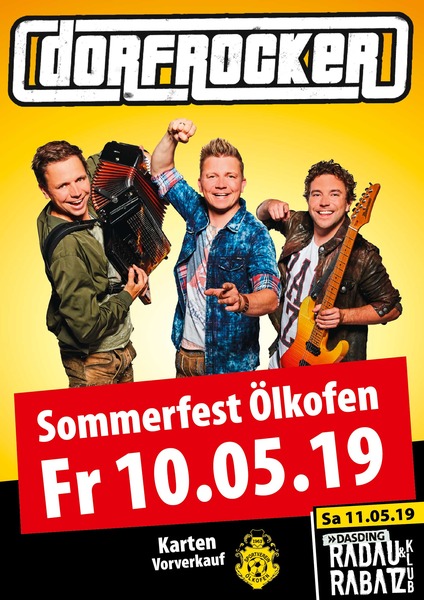 Party Flyer: Dorfrocker live bei der Trachten-Rock-Party am 10.05.2019 in Hohentengen