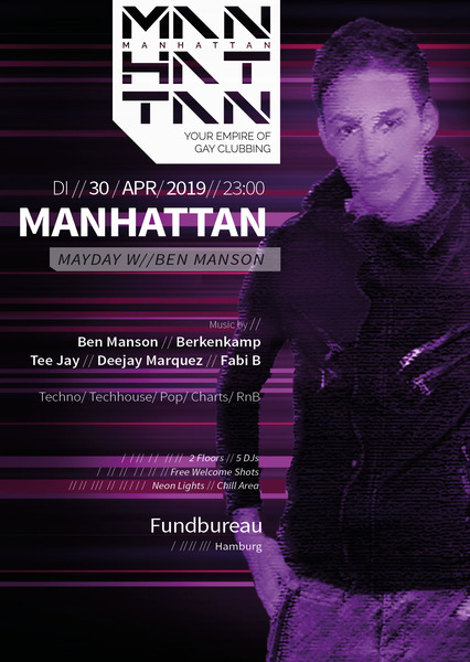 Party Flyer: MANHATTAN - Mayday w//Ben Manson (Paris//Less Drama More Techno) am 30.04.2019 in Hamburg