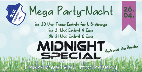 Party Flyer: Mega Party Nacht mit Midnight Special 2019 am 26.04.2019 in Bad Saulgau