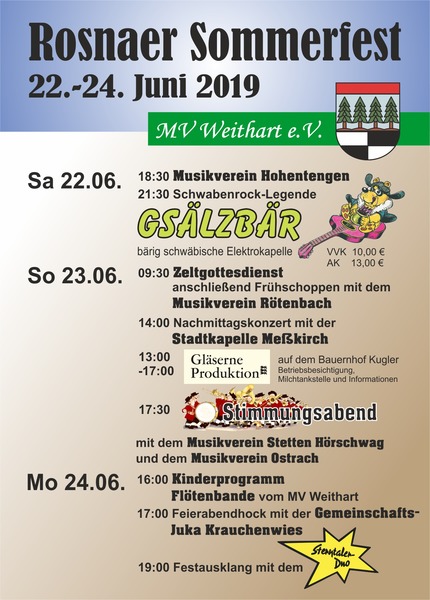 Party Flyer: Rosnaer Sommerfest: GSLZBR am 22.06.2019 in Mengen