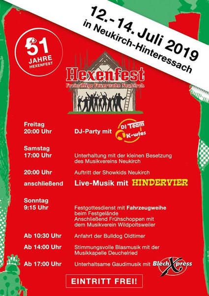 Party Flyer: 51. Hexenfest am 13.07.2019 in Neukirch