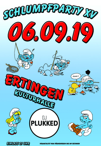 Party Flyer: Schlumpfparty XV am 06.09.2019 in Ertingen