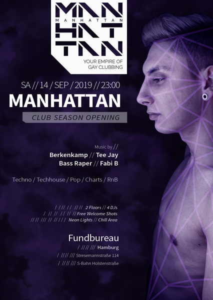 Party Flyer: MANHATTAN - Club Season Opening am 14.09.2019 in Hamburg