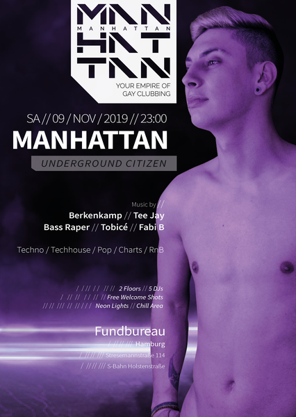 Party Flyer: MANHATTAN - Underground Citizen am 09.11.2019 in Hamburg