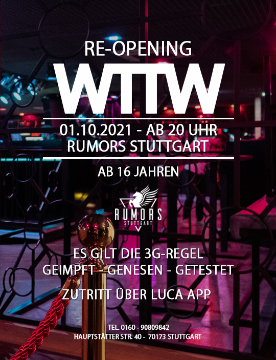 Party Flyer: WTTW ab 16 Jahren @ Rumors Club Stuttgart am 01.10.2021 in Stuttgart