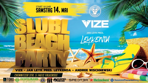 Party Flyer: Sommer, Liebe und Badelatschen *Beach Party* am 14.05.2022 in Falkensee