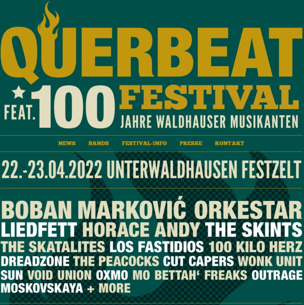 Party Flyer: QUERBEAT-FESTIVAL feat. 100 Jahre Waldhauser Musikanten (22.-23.04.2022) am 23.04.2022 in Unterwaldhausen