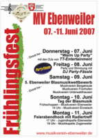 Frhlingsfest des MV Ebenweiler mit den DJs von Partyfssle am Freitag, 08.06.2007