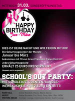 ARENA Gnzburg - Schools Out & Happy Birthday Party am Mittwoch, 31.03.2010
