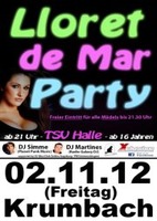 LLORET DE MAR PARTY @ TSV Halle Krumbach am Freitag, 02.11.2012