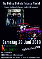 Bhse Onkelz Tribute Night mit Bhse Neffen und GOND Commando am Samstag, 29.06.2019