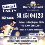 Stadelparty mit DJ PhilHouse im SCHUSSENRIEDER Bierkrugstadel - am Sa. 15.04.2023 in Bad Schussenried (Biberach)