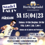 Stadelparty mit DJ PhilHouse im SCHUSSENRIEDER Bierkrugstadel am Samstag, 15.04.2023